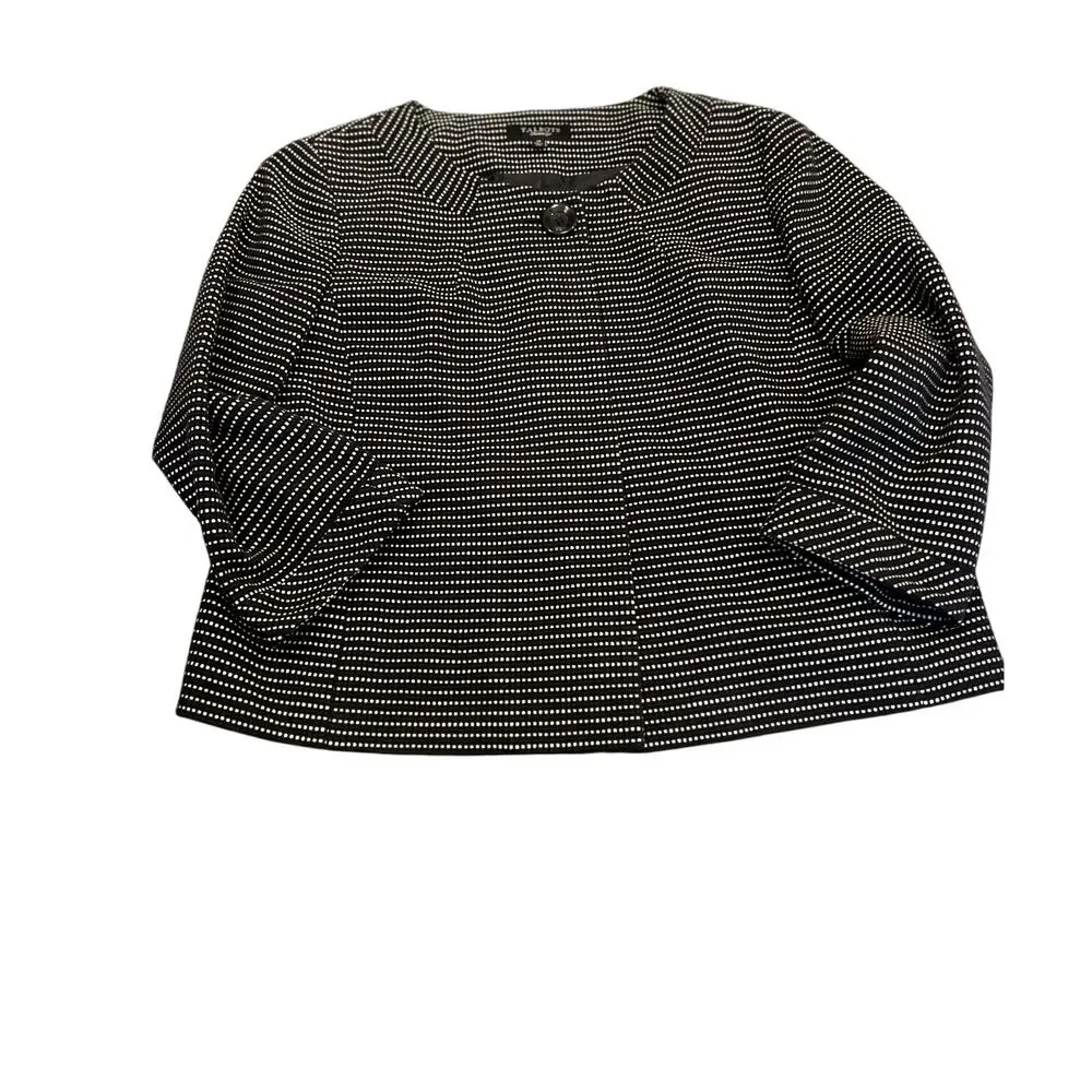 Talbots cropped polka dot blazer jacket size 14 3/4 sleeves black and white - Picture 3 of 12